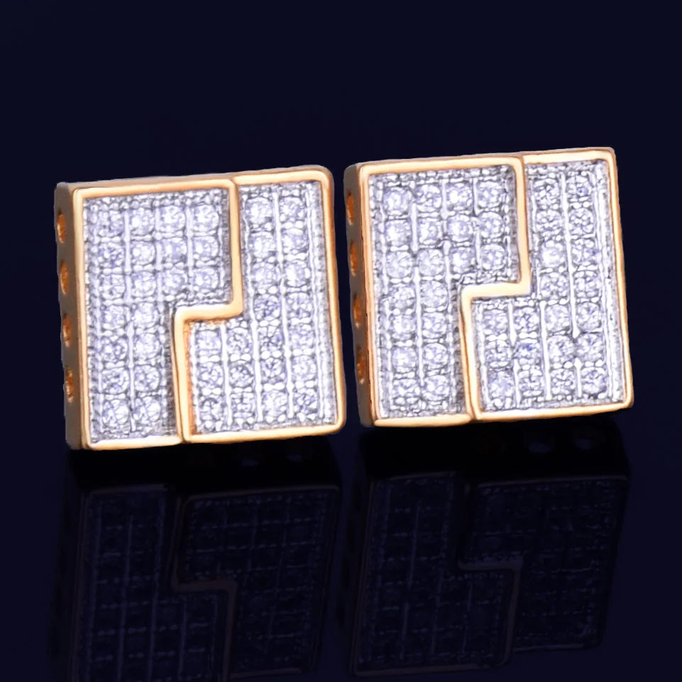 10mm Square Maze Stud Earrings