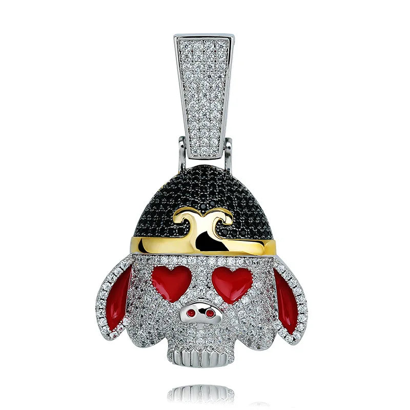 Love-Struck Skull with Samurai Helmet Pendant