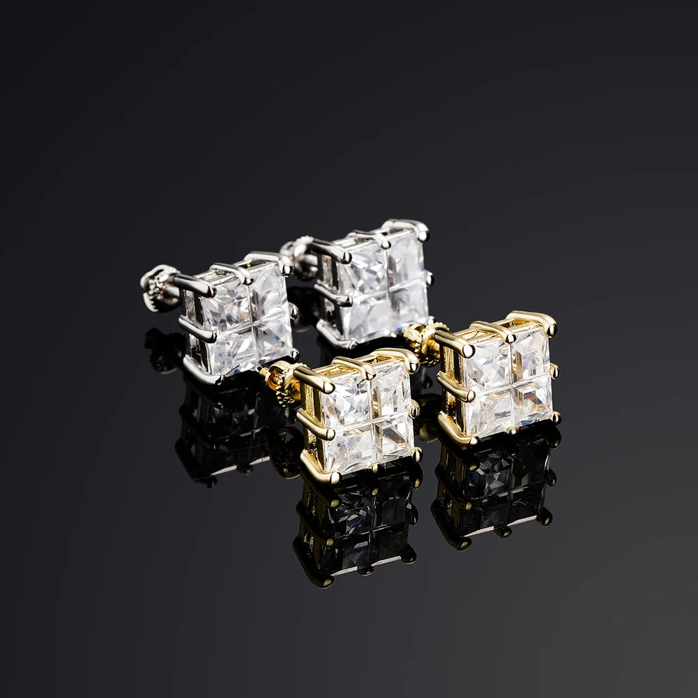 Iced Baguette Square Earrings