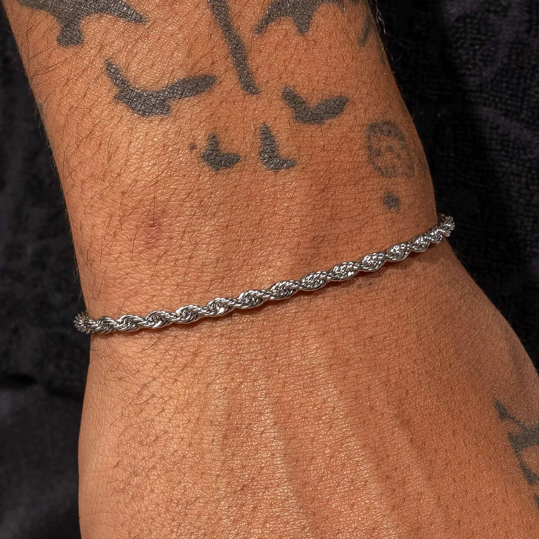 3mm Rope Bracelet - Silver