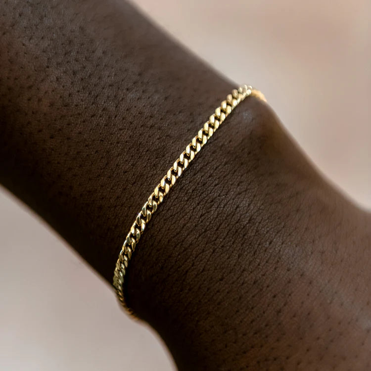 3mm Cuban Link Bracelet - Gold