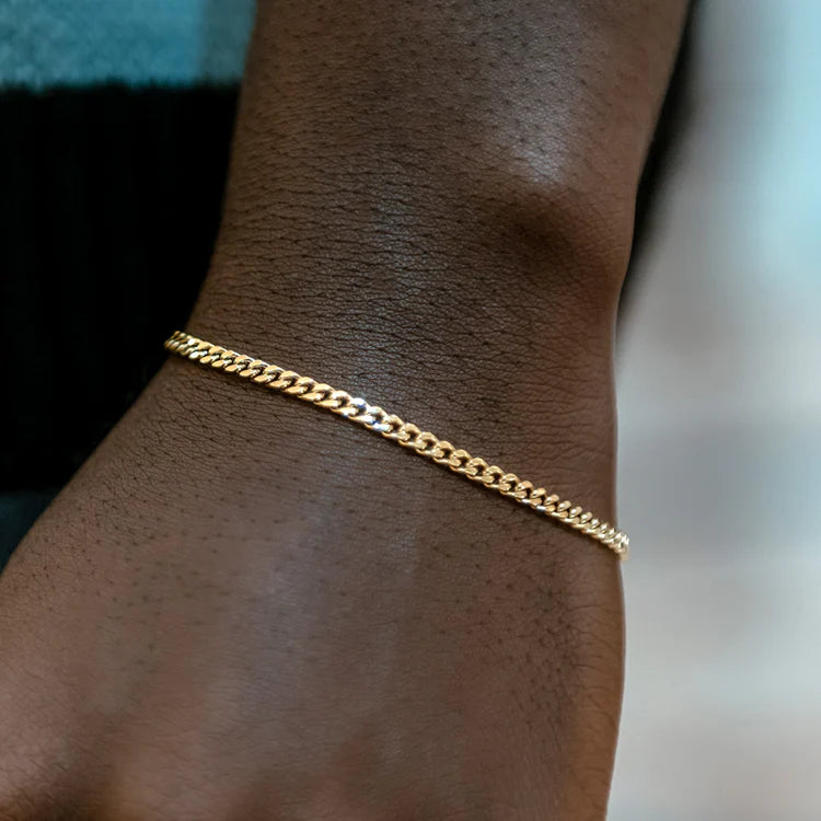 3mm Cuban Link Bracelet - Gold