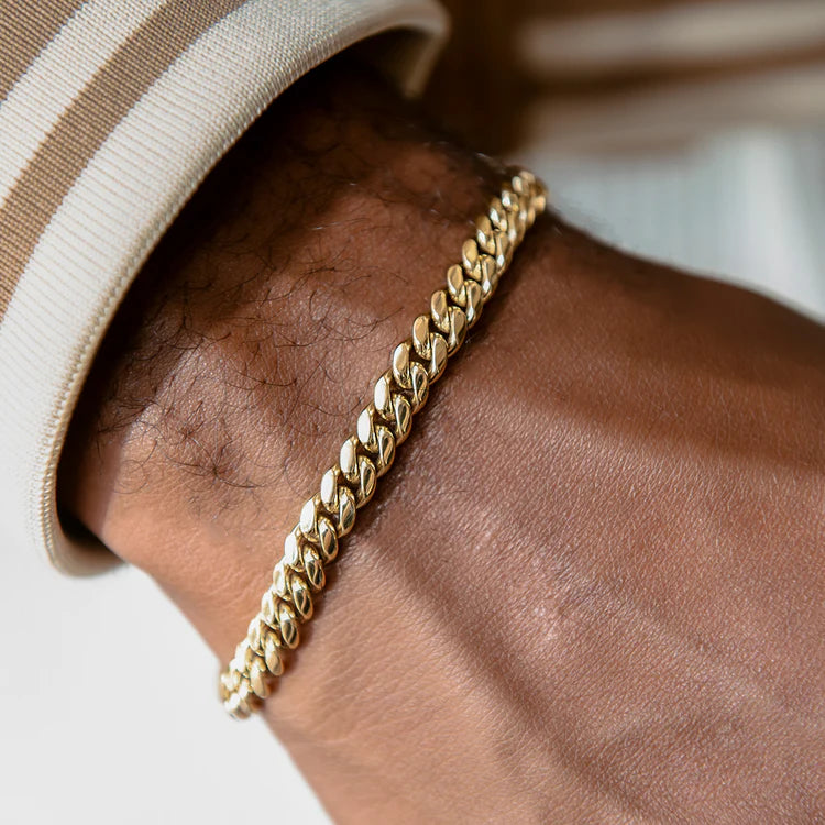 7mm Cuban Link Bracelet - Gold