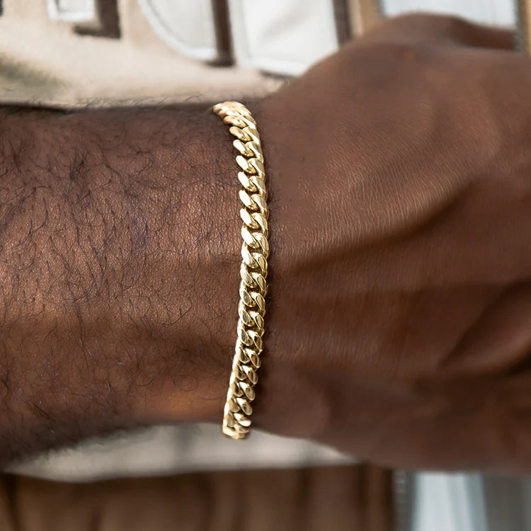 7mm Cuban Link Bracelet - Gold