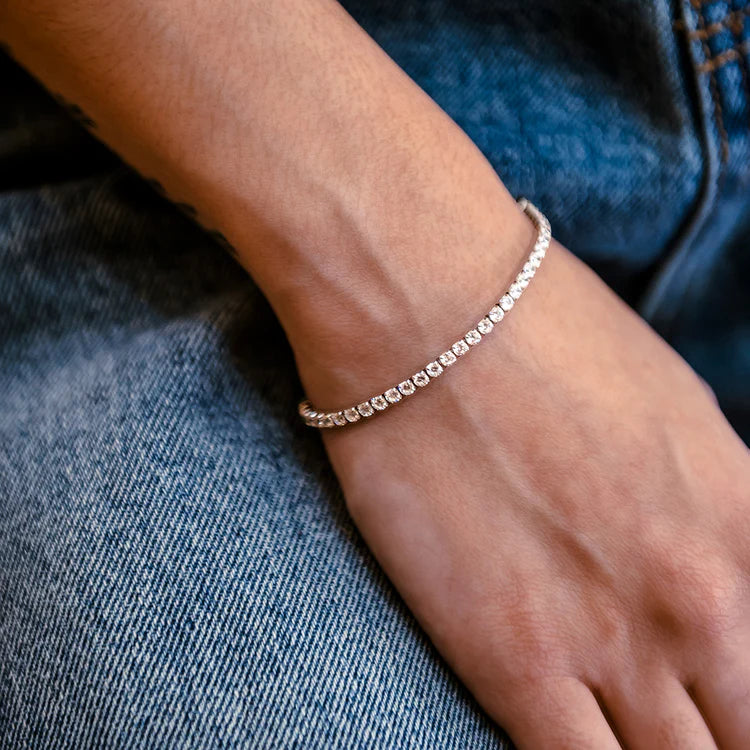 Micro Moissanite Tennis Bracelet - SIlver