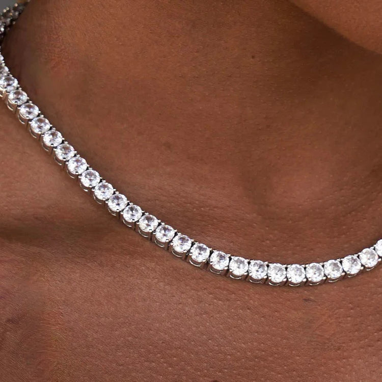 5mm Moissanite Tennis Chain - Silver