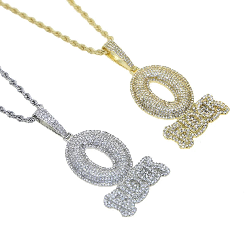 Iced Out Letter O Block Pendant