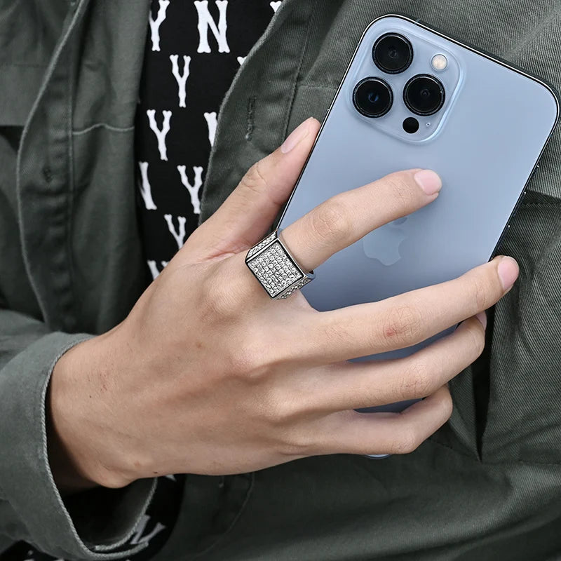 Iced Square Signet Ring