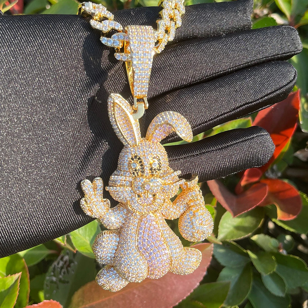 Iced-Out Bunny Pendant