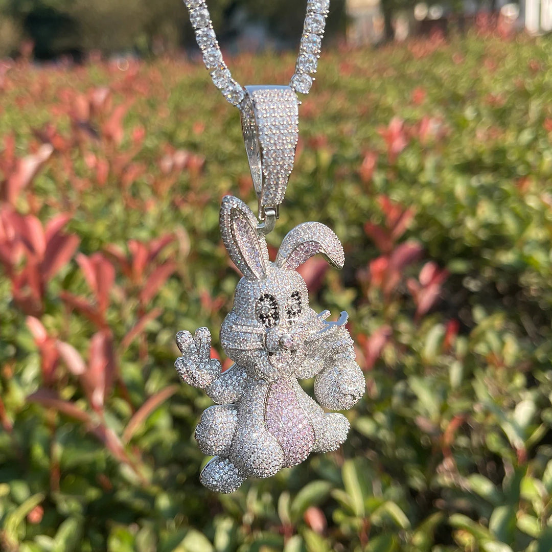 Iced-Out Bunny Pendant