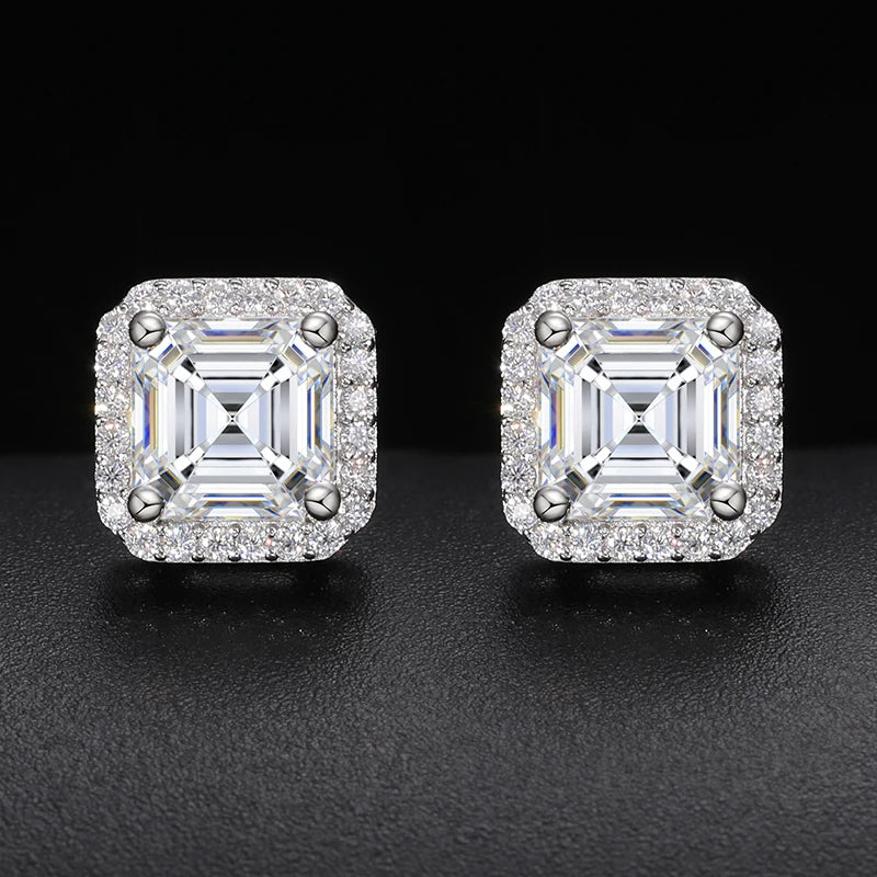 Ascher Cut Moissanite Square Studs