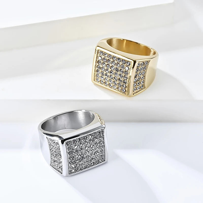 Iced Square Signet Ring