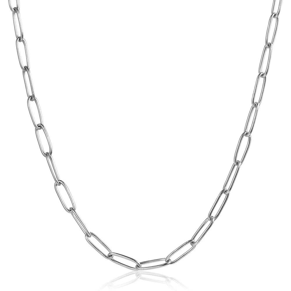 4mm Paperclip Chain - Silver