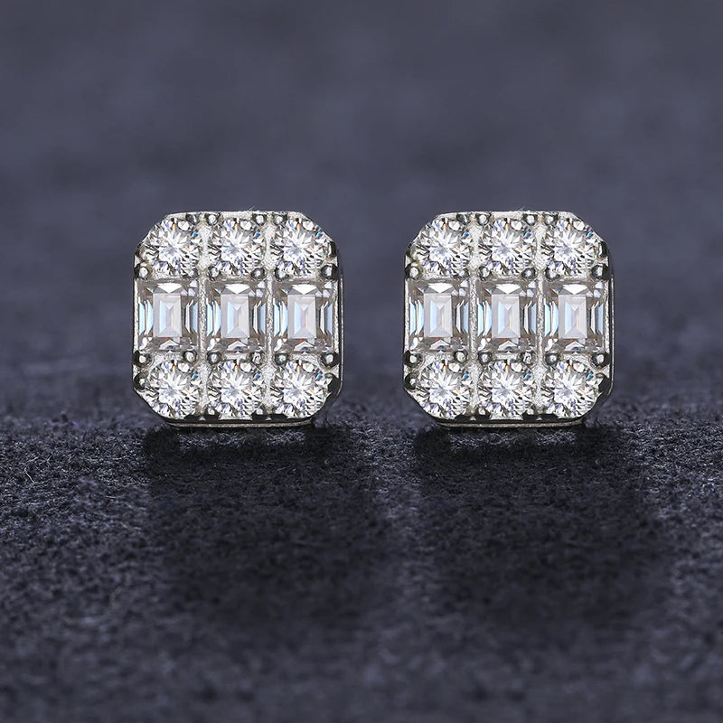 Ascher Cut Moissanite Square Studs