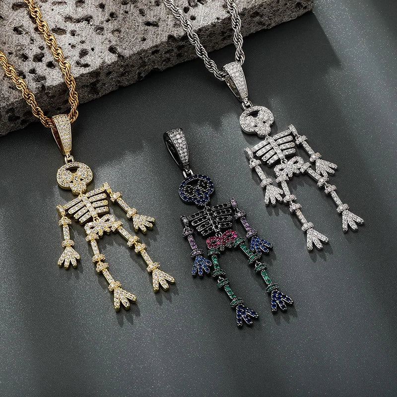 Iced Out Skeleton Skull Pendants