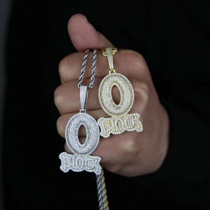 Iced Out Letter O Block Pendant