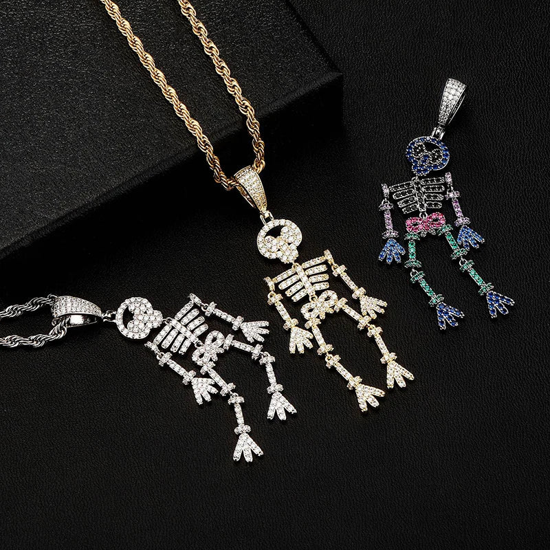 Iced Out Skeleton Skull Pendants