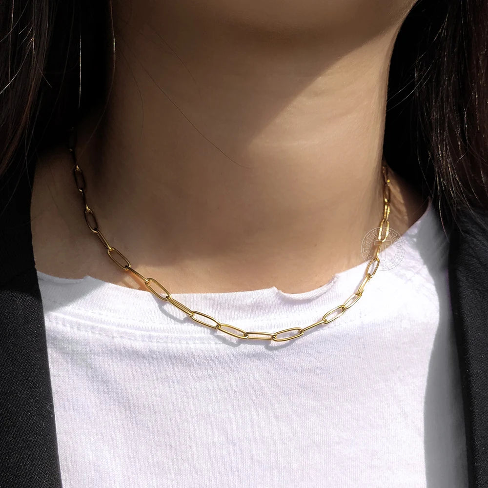 4mm Paperclip Chain - Gold