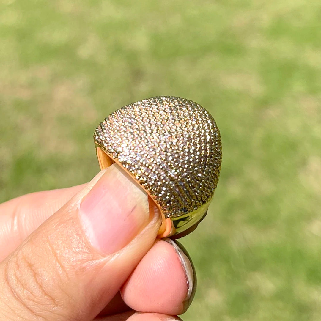 Iced Out Gold Plated Prong Ring