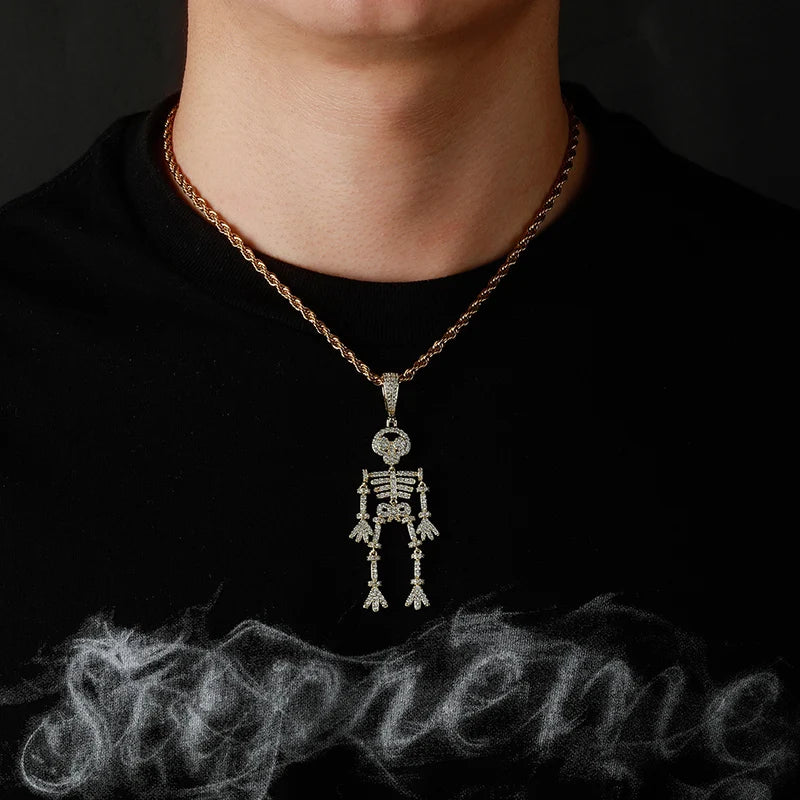 Iced Out Skeleton Skull Pendants