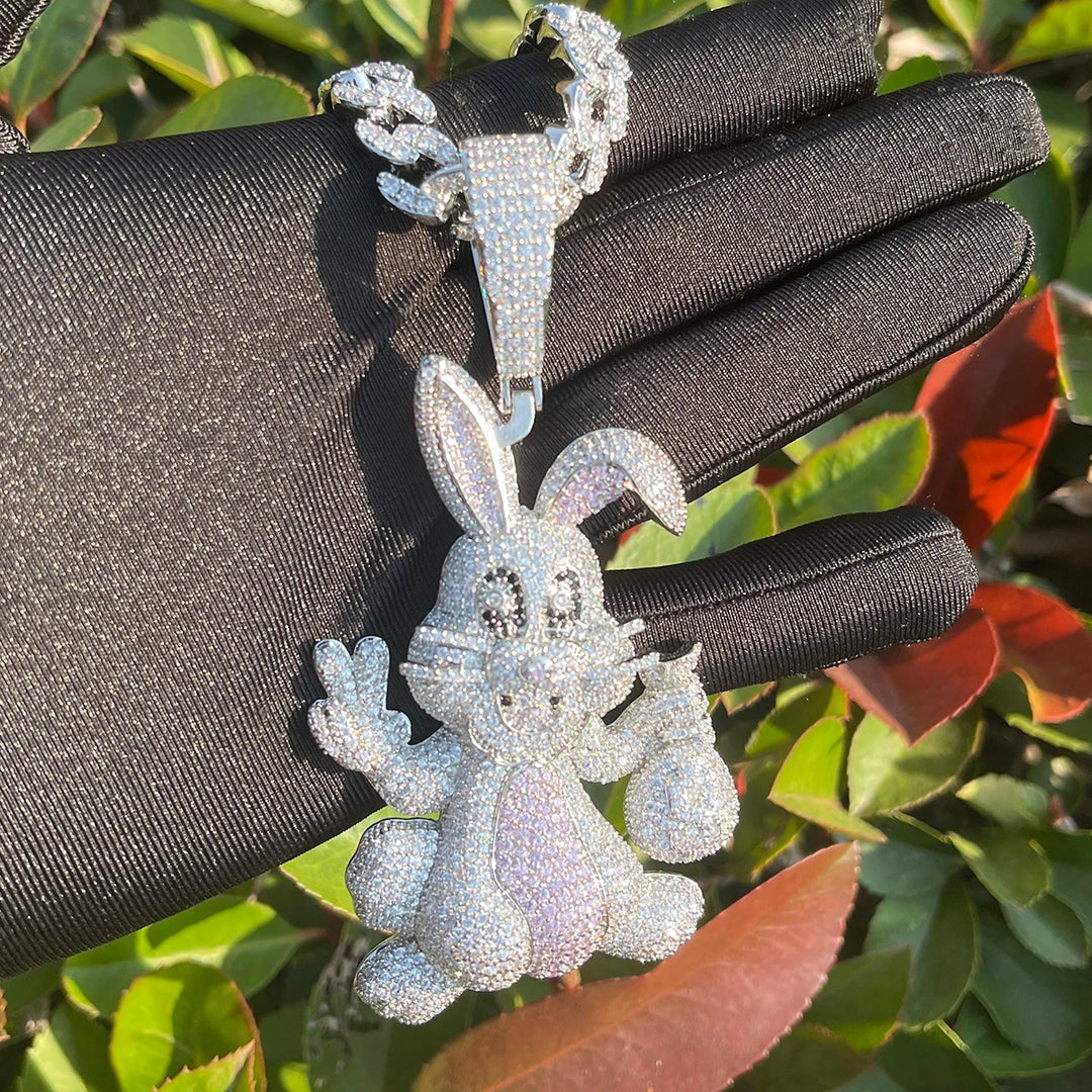 Iced-Out Bunny Pendant