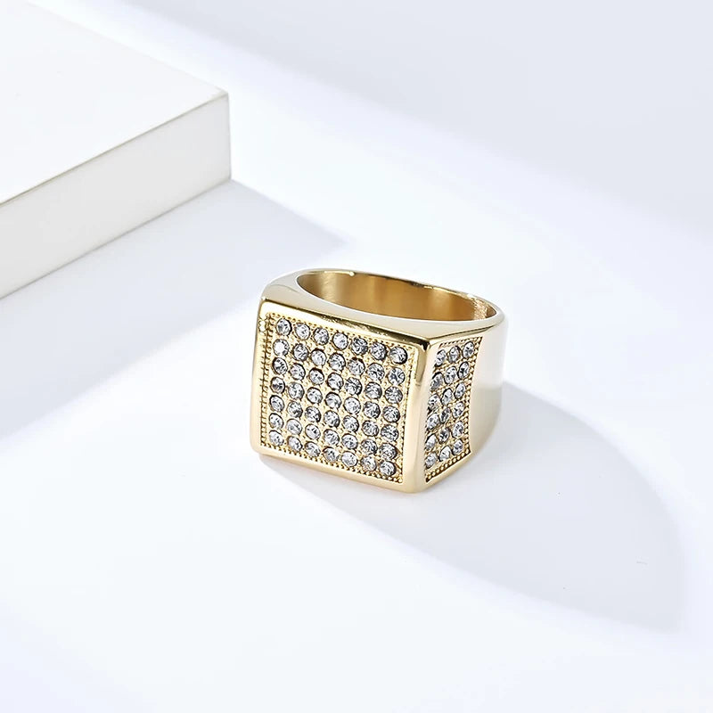 Iced Square Signet Ring