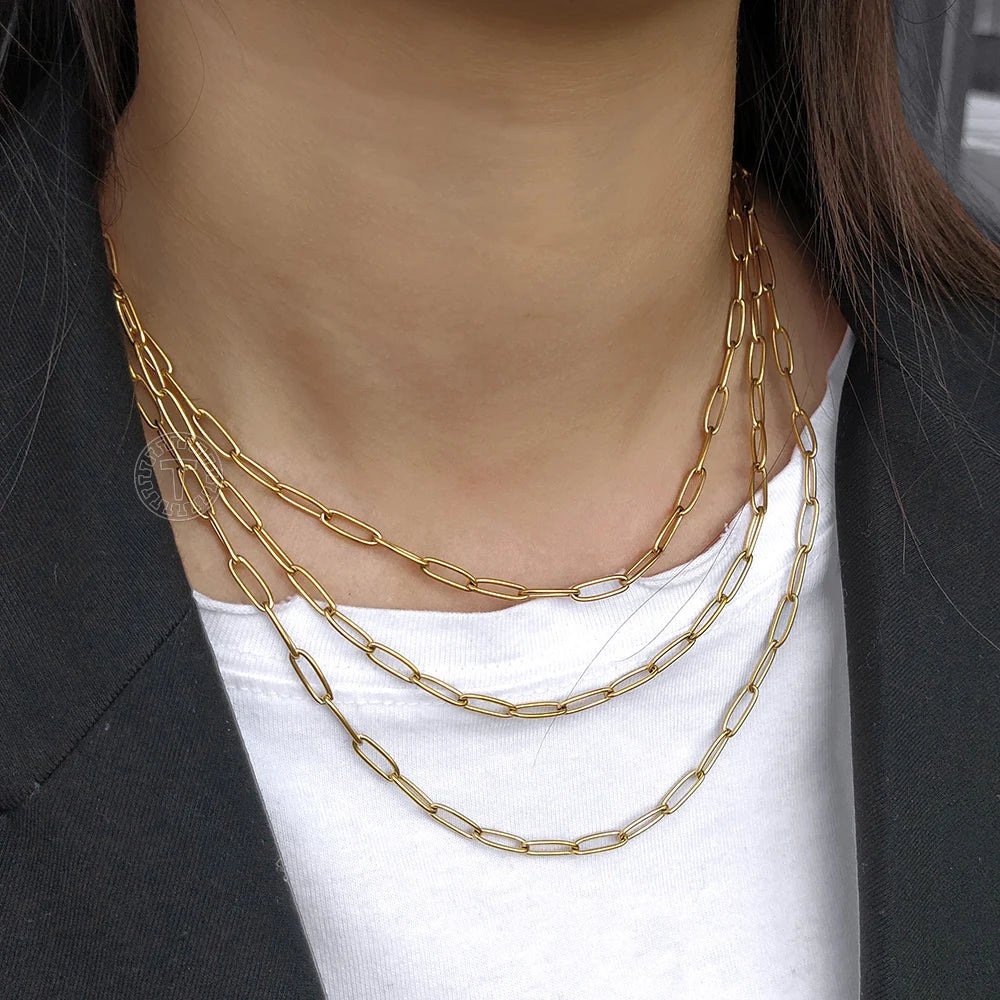 4mm Paperclip Chain - Gold