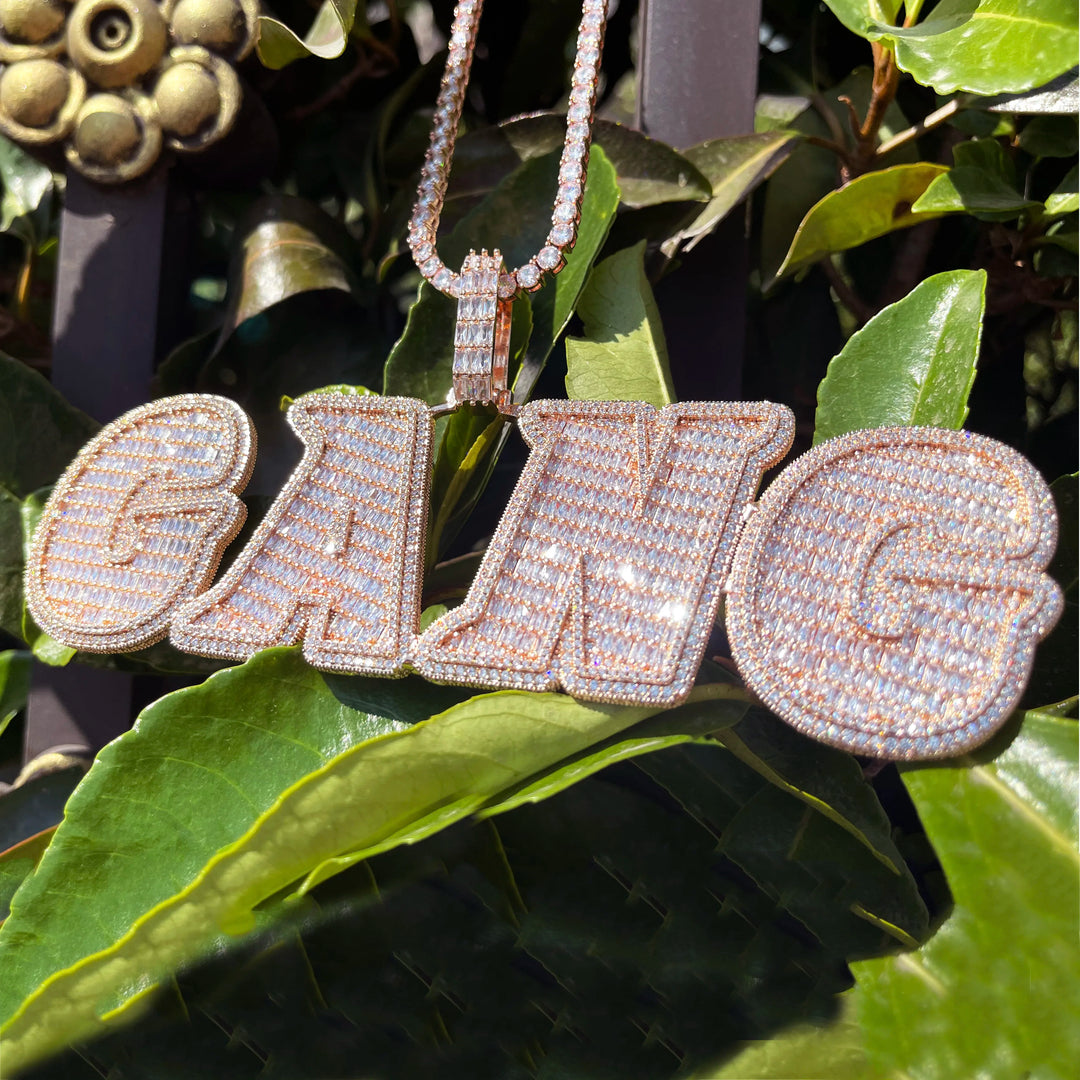 Baguette Custom Name Pendant