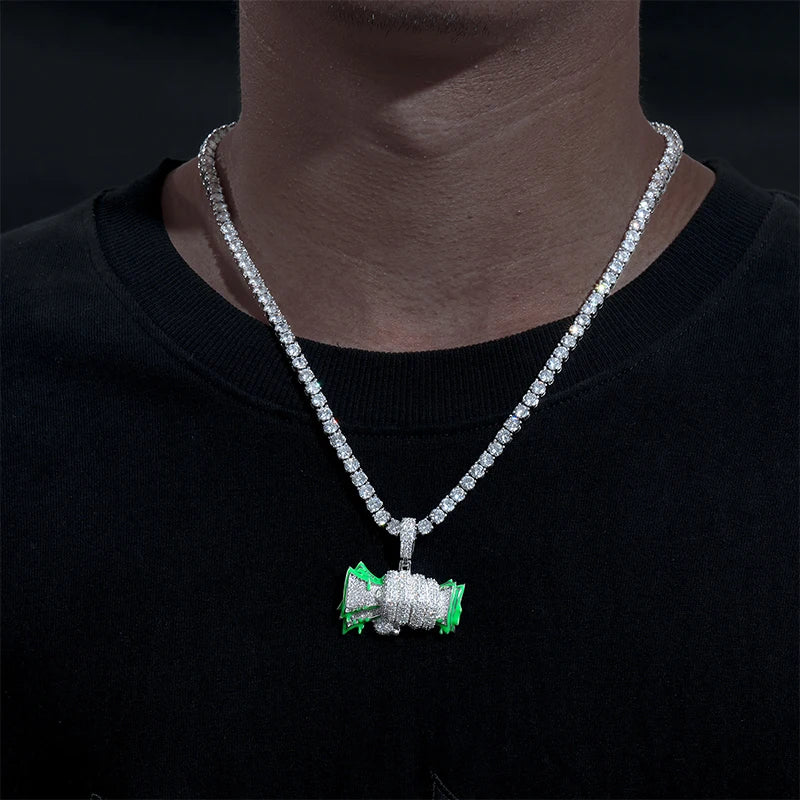 Iced-Out Money Stack Pendant