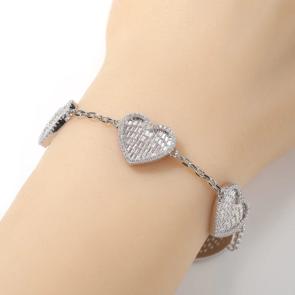 Baguette Hearts Bracelet