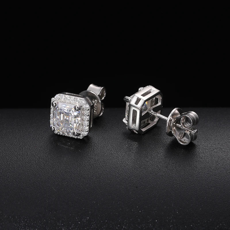 Ascher Cut Moissanite Square Studs