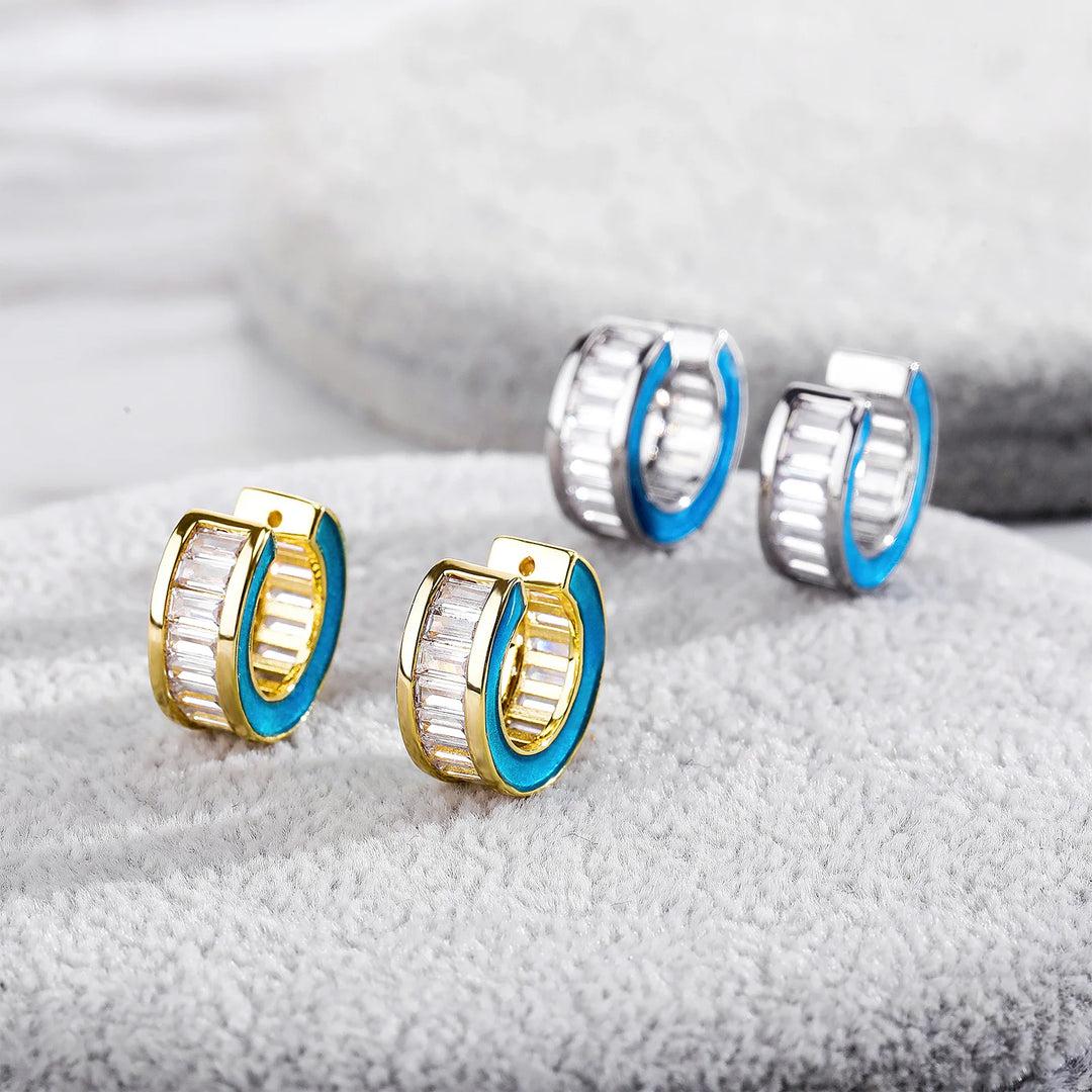 6mm Baguette Enamel Earrings