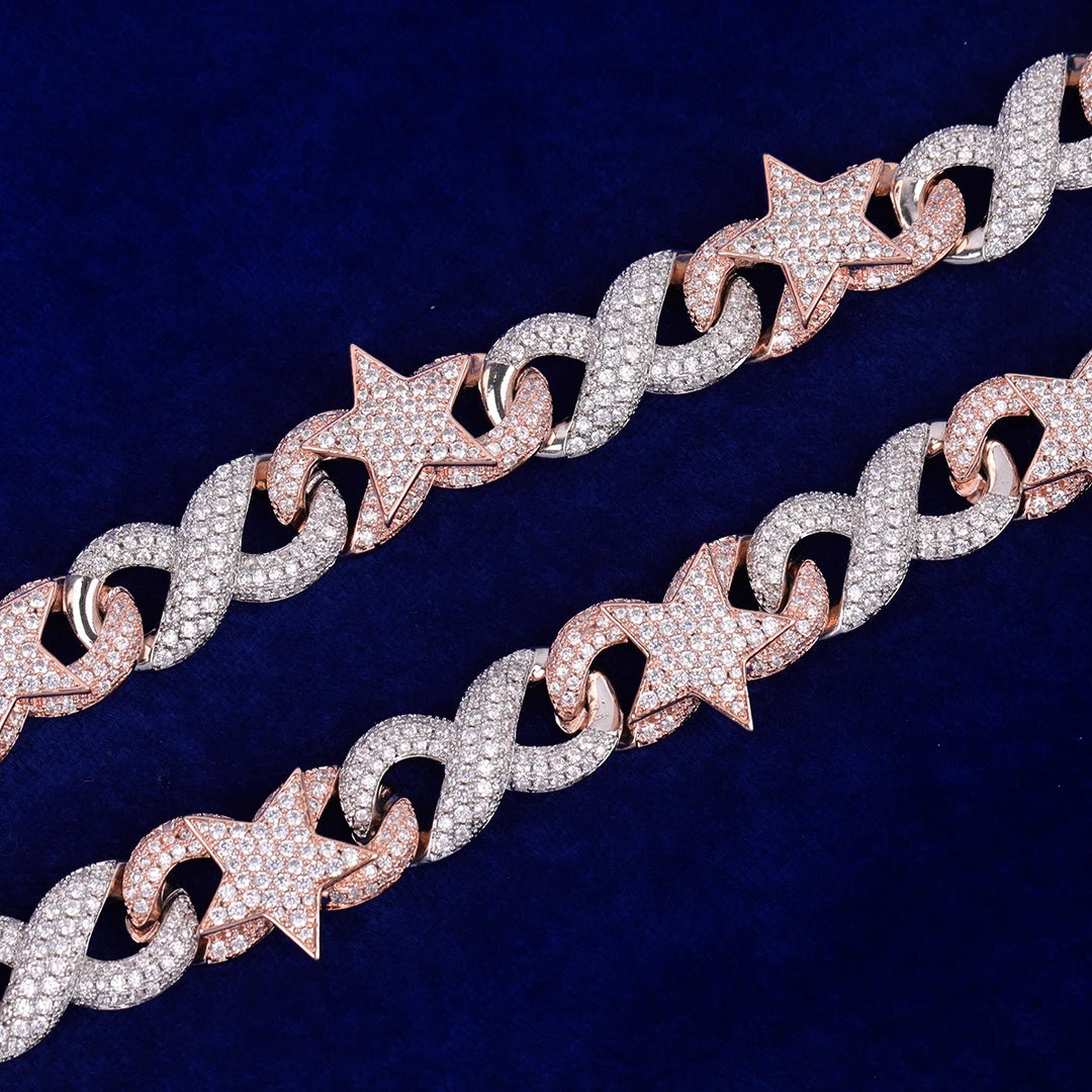 Two Tone Infinity Star Link Chain