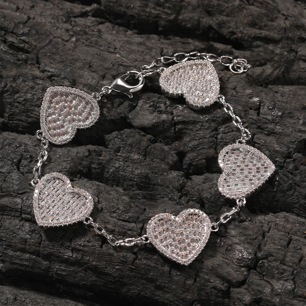 Baguette Hearts Bracelet