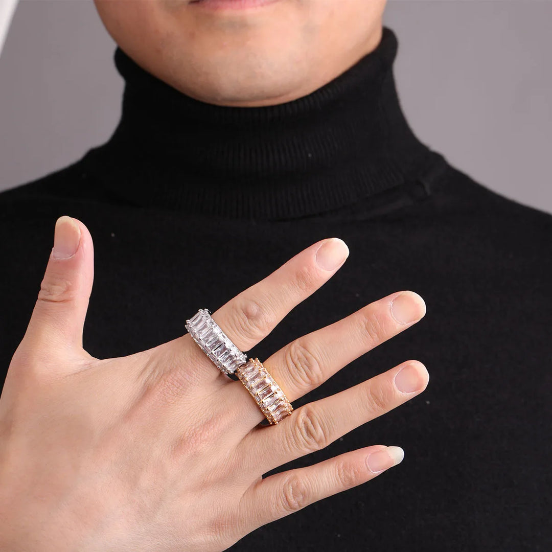 Iced Out Copper Baguette Ring