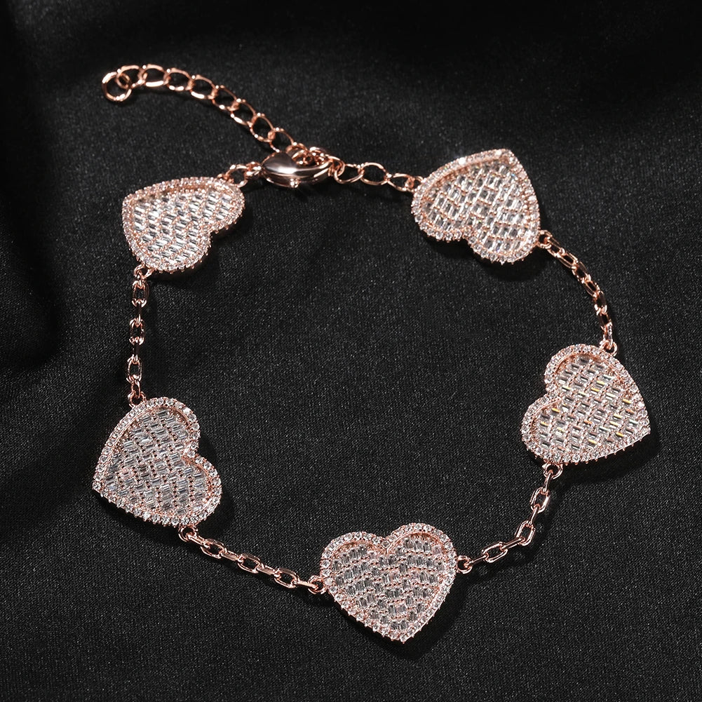 Baguette Hearts Bracelet