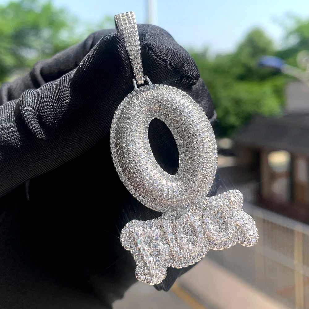 Iced Out Letter O Block Pendant