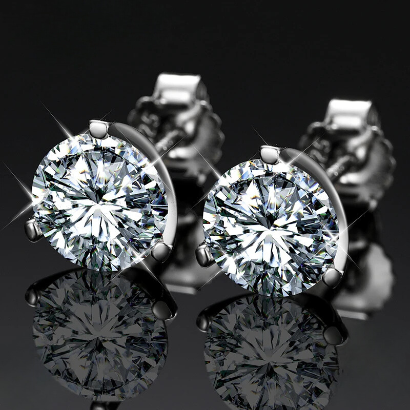 1.5 Carat Moissanite Sterling Silver Stud Earrings