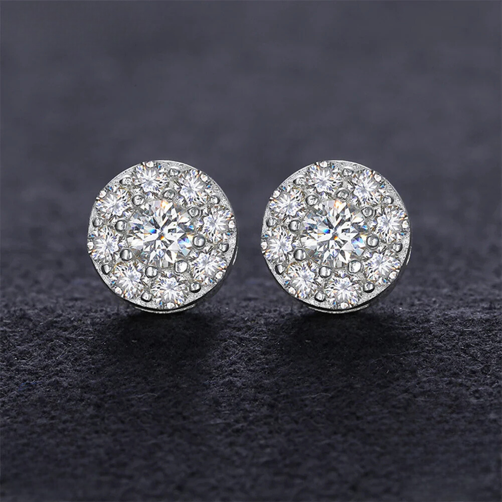 Moissanite Sterling Silver Round Studs