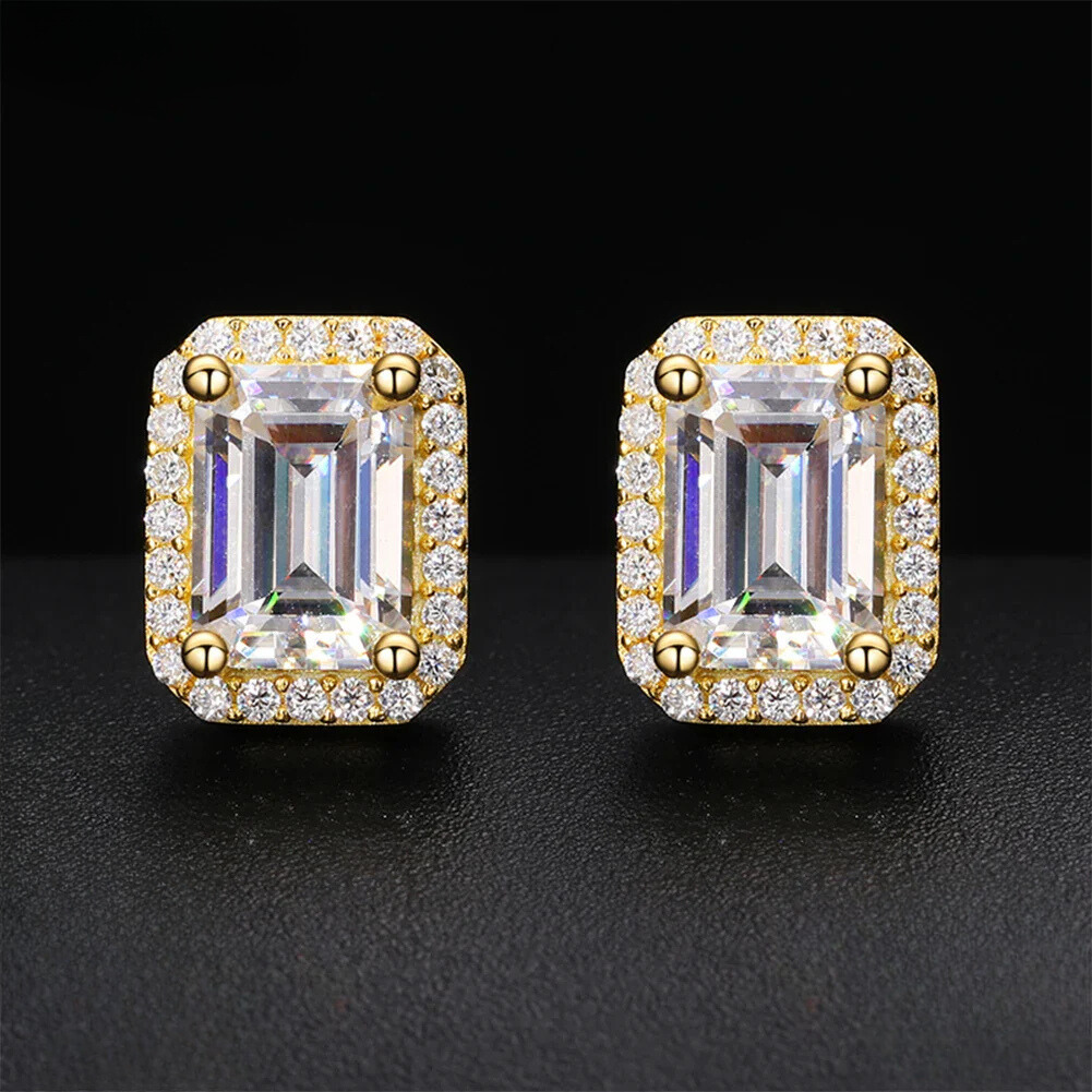 Opulent Moissanite Baguette Studs