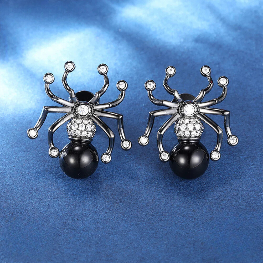 S925 Moissanite Black Spider Studs