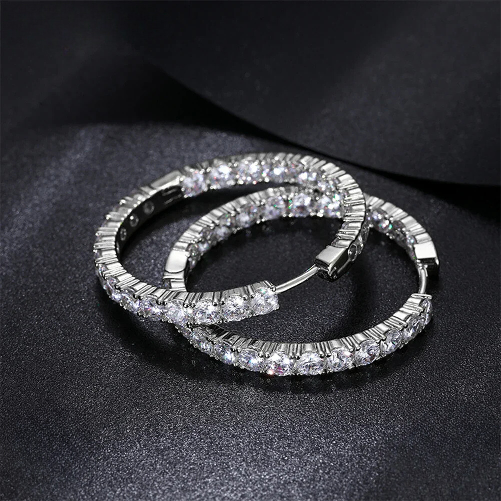 Opulent 5.4CTW Moissanite Round Hoop Earrings