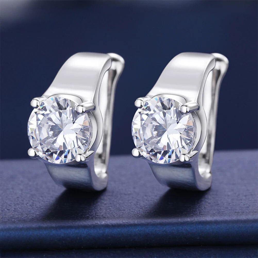 Round Moissanite Clip Earrings