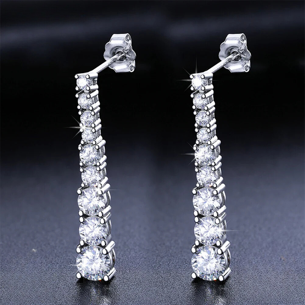 Moissanite Drop Tassel Earrings