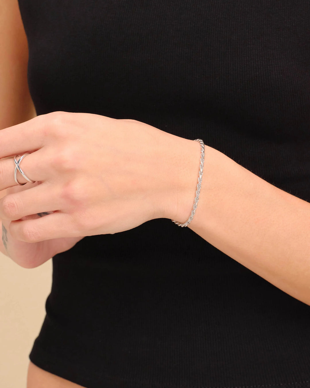 3mm Rope Bracelet - Silver