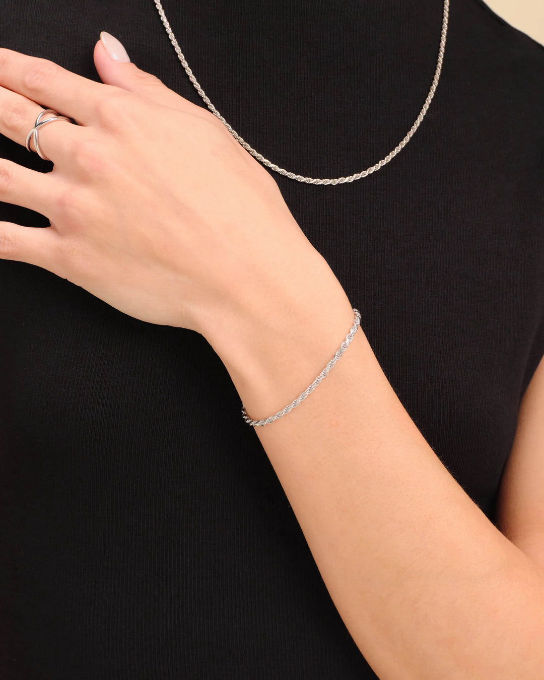 3mm Rope Bracelet - Silver