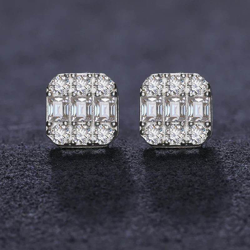 Ascher Cut Moissanite Square Studs - TQE0188