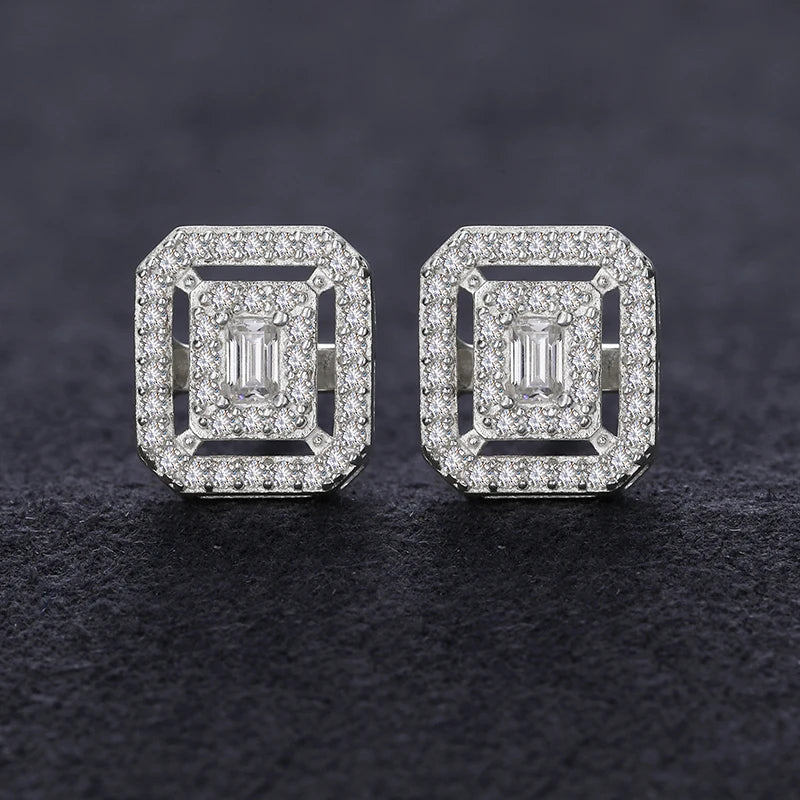 Ascher Cut Moissanite Square Studs - TQE0197