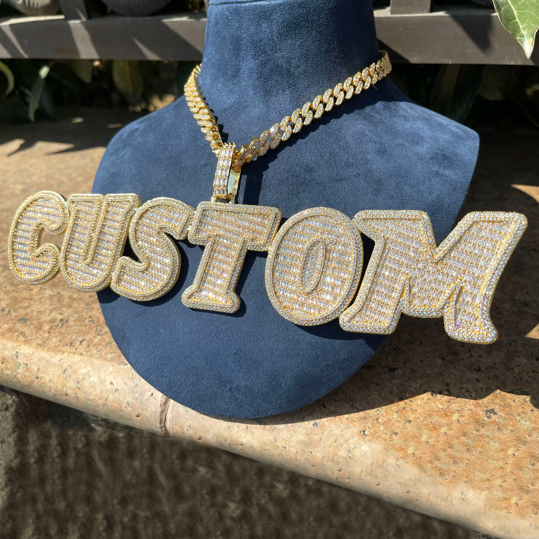 Baguette Custom Name Pendant