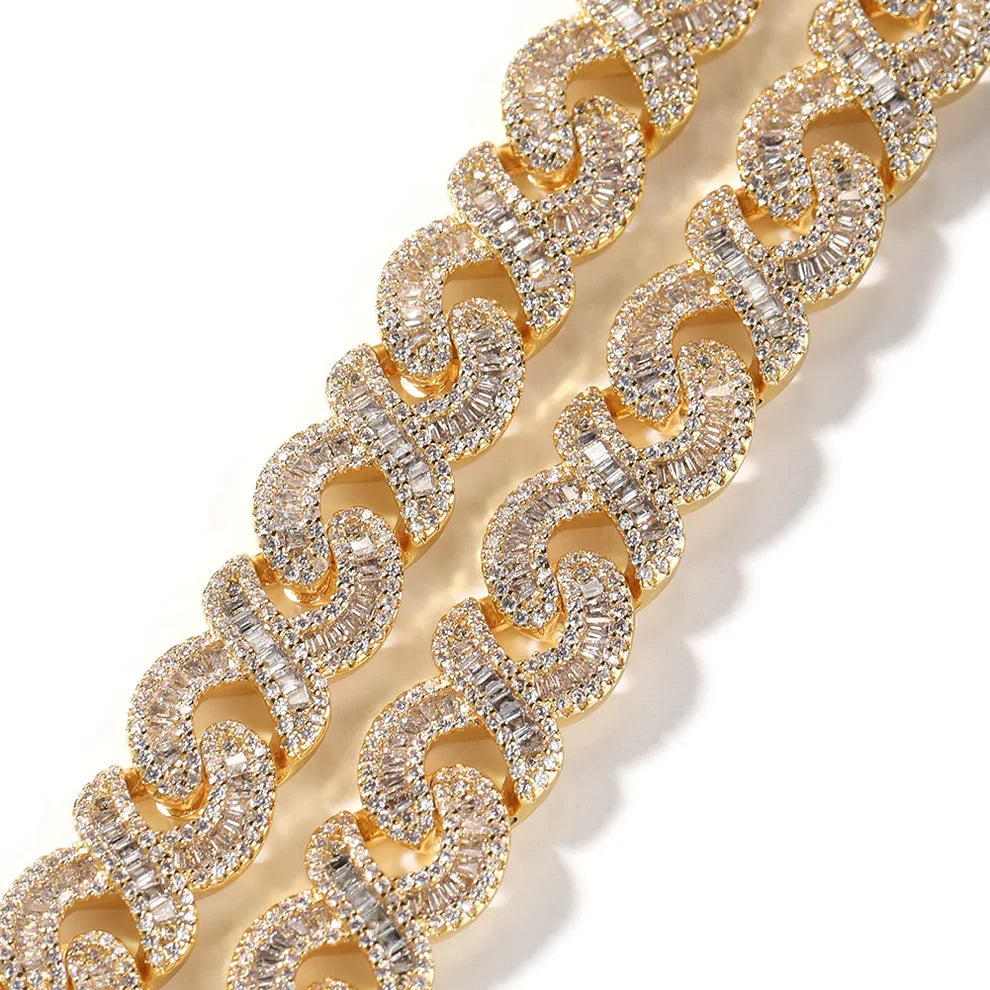 Baguette Infinity Link Chain - Gold / 16’’